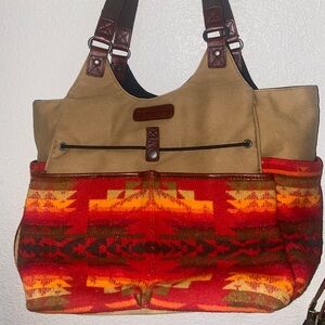 Vintage Pendleton Aztec Print Canvas Handbag Shoulder bag